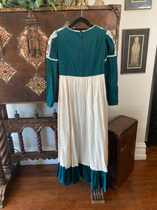 1960s Gunne Sax Black Label Green Princess Dress