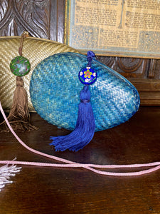 1980s Rafael Sanchez Blue Woven Egg Clutch