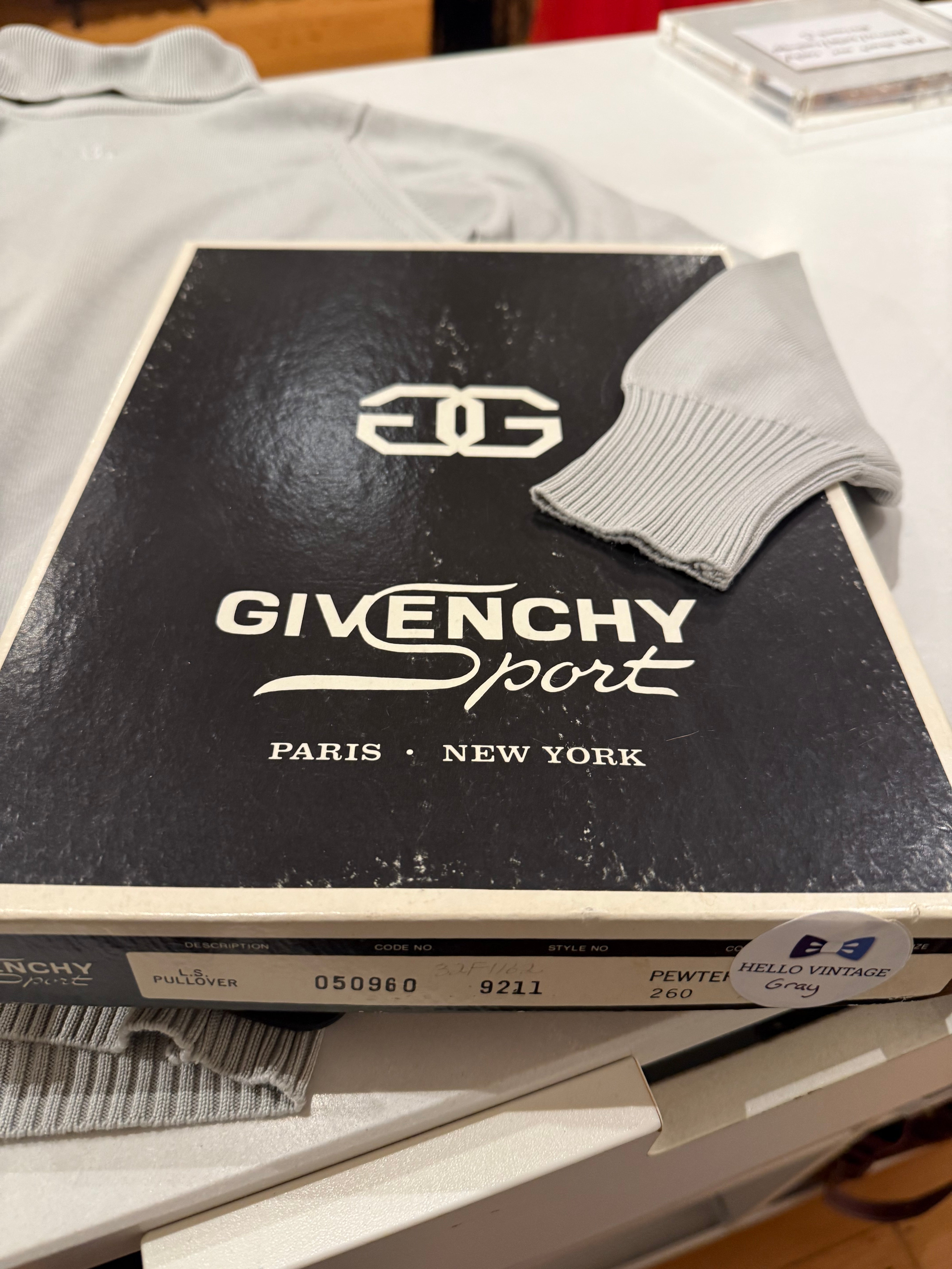 1970s Givenchy Silver Embroidered Logo GG Turtleneck Sweater w/Original Box