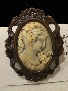 1970s Gothic Resin Cameo Brooch