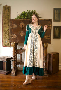 1960s Gunne Sax Black Label Green Princess Dress