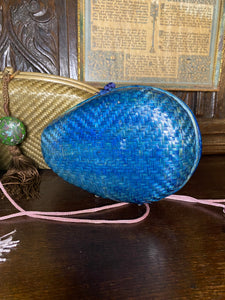 1980s Rafael Sanchez Blue Woven Egg Clutch