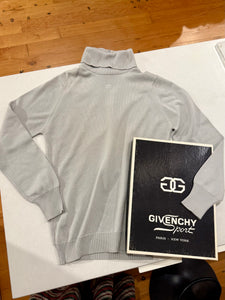 1970s Givenchy Silver Embroidered Logo GG Turtleneck Sweater w/Original Box